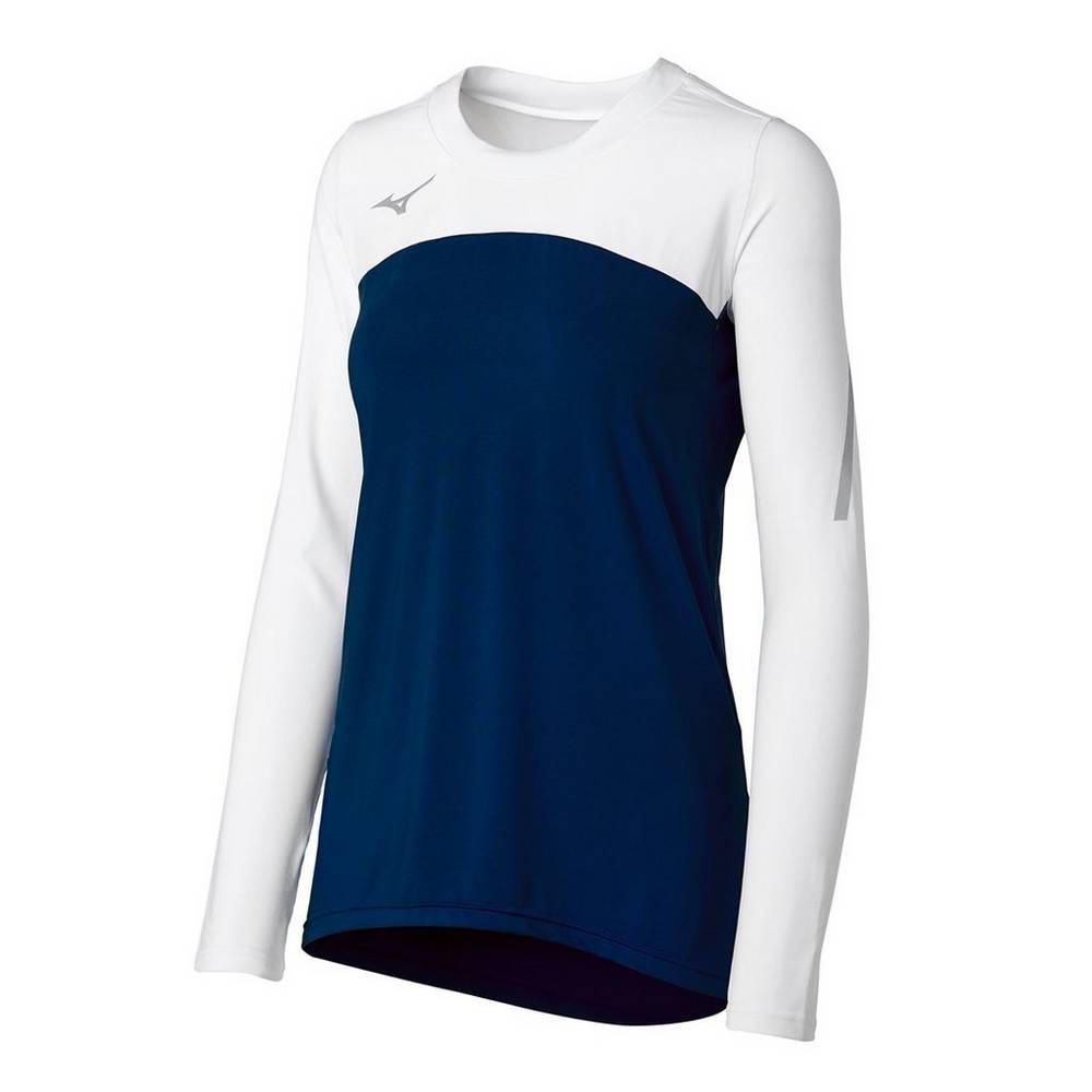 Mizuno Women's Techno VII Long Sleeve Volleyball Jersey Navy/White (440681-OIT)